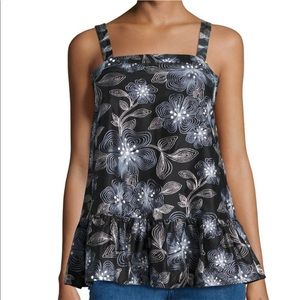 CO Silk Floral Embroidered top